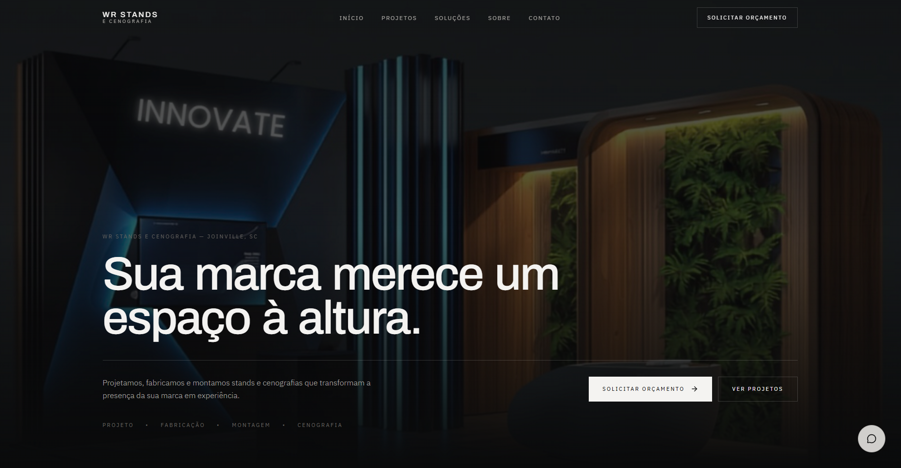 Site do projeto WR Stands e Cenografia em notebook