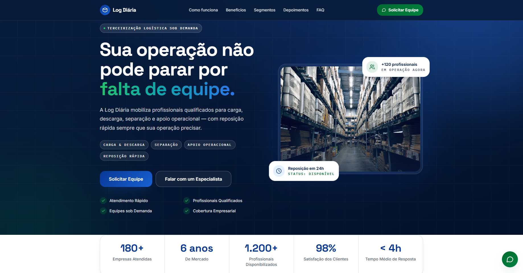 Site do projeto Log Diária em notebook