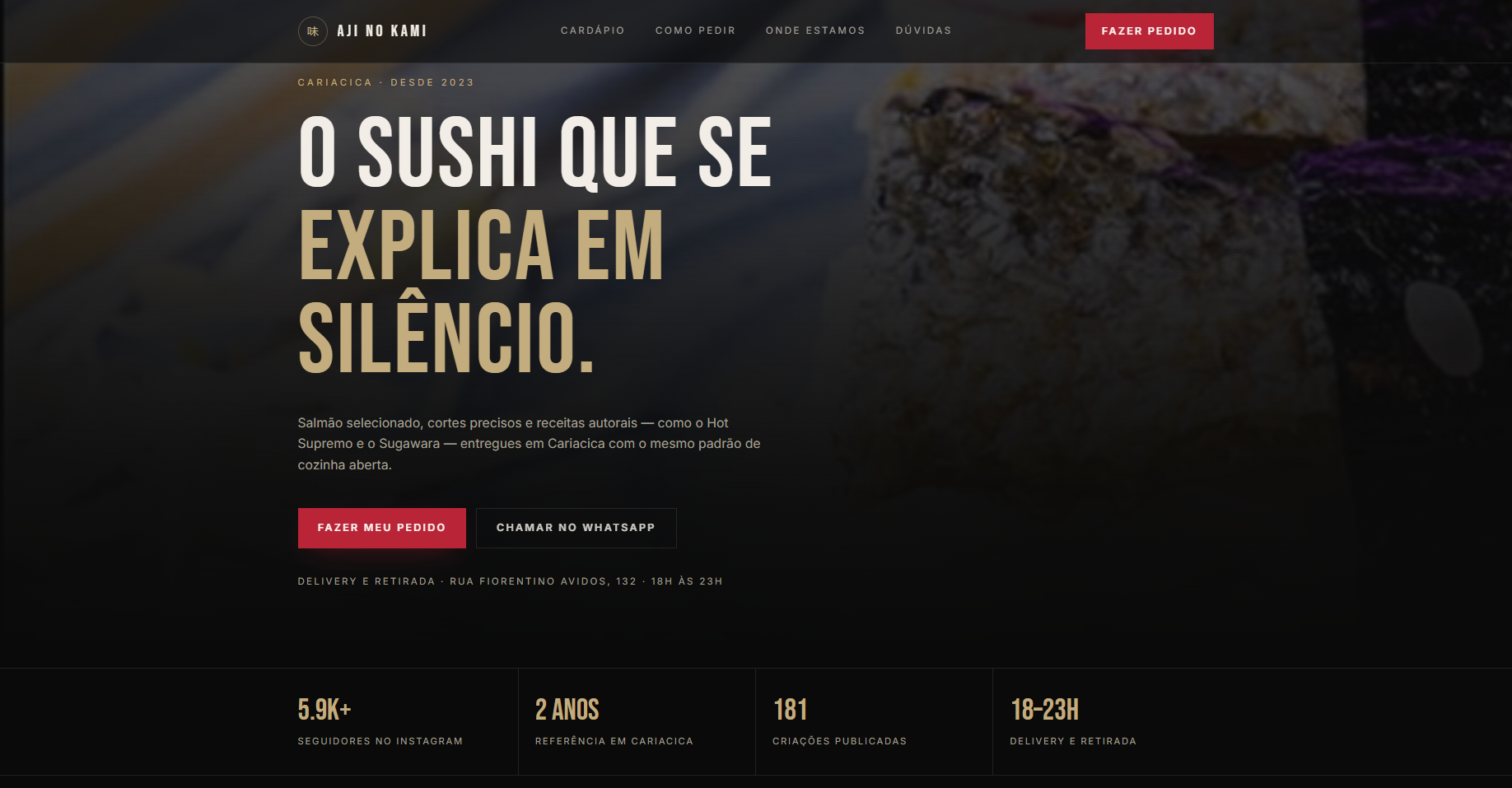 Site do projeto Aji no Kami em notebook